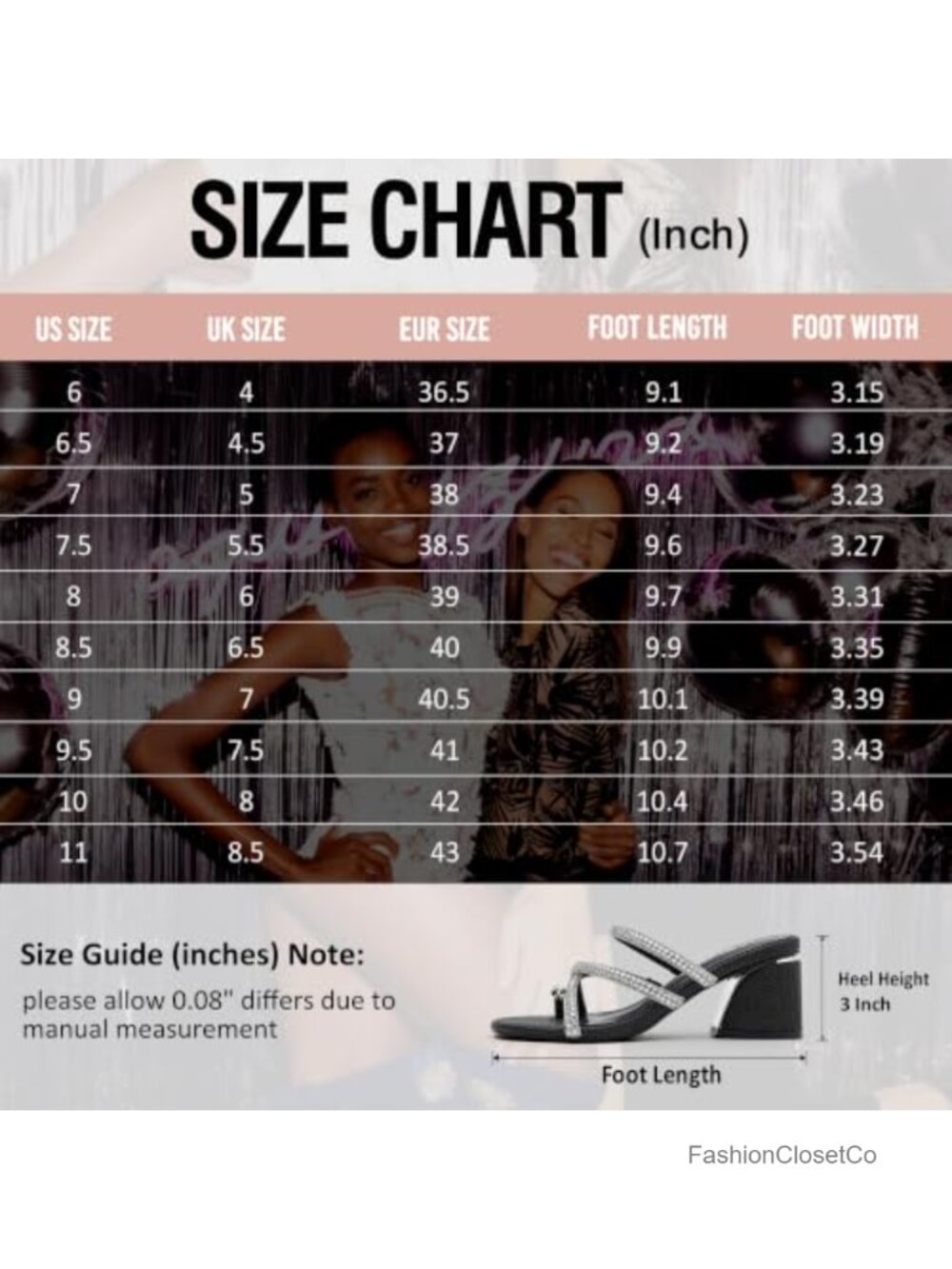 Sparkly Rhinestone Strappy Block Heel Sandals Square Toe Slip On Comfortable 3 - Picture 5 of 6